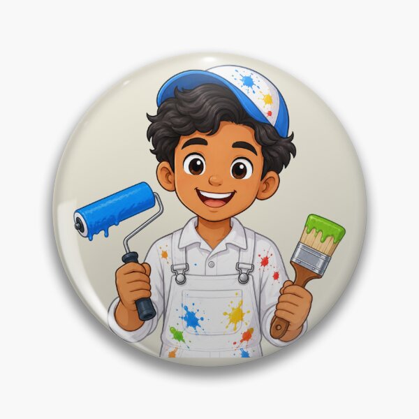 Item preview, Cute Male Painter Illustration with Paint Roller and Brush designed and sold by Theproxmrt.