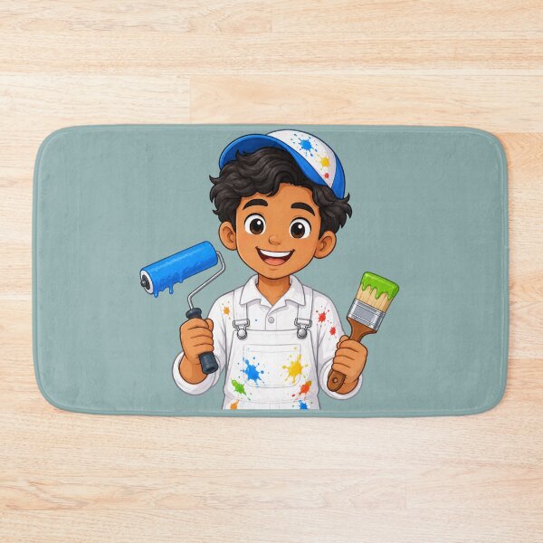Item preview, Cute Male Painter Illustration with Paint Roller and Brush designed and sold by Theproxmrt.