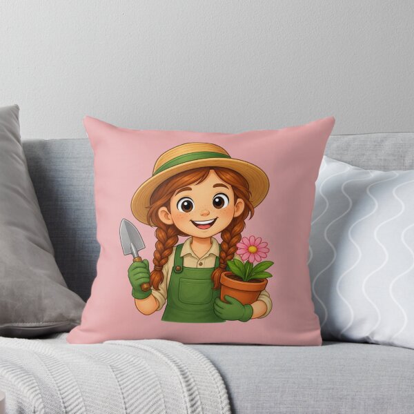 Item preview, Cute Female Gardener Illustration with Plants and Flowers designed and sold by Theproxmrt.