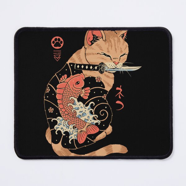 Item preview, Carp Fish Inspired Tattooed Cat Design with Asian Art Elements designed and sold by luisbejerano.
