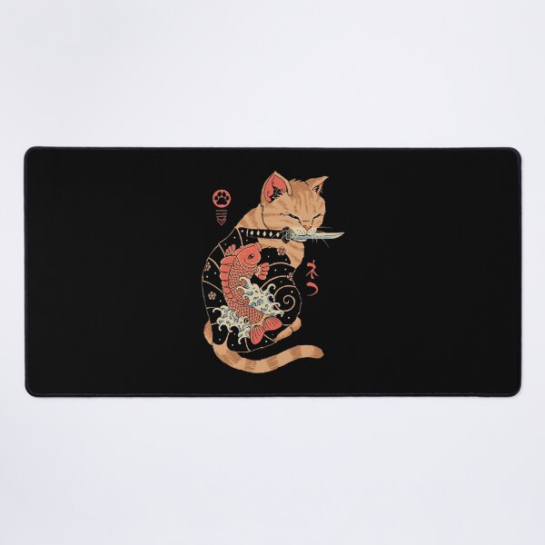 Item preview, Carp Fish Inspired Tattooed Cat Design with Asian Art Elements designed and sold by luisbejerano.