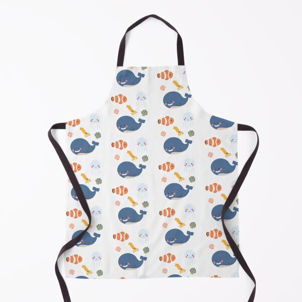 Item preview, Cute Kawaii Ocean Seamless Pattern with Jellyfish, Whales, Starfish and Seashells designed and sold by BengBenz.