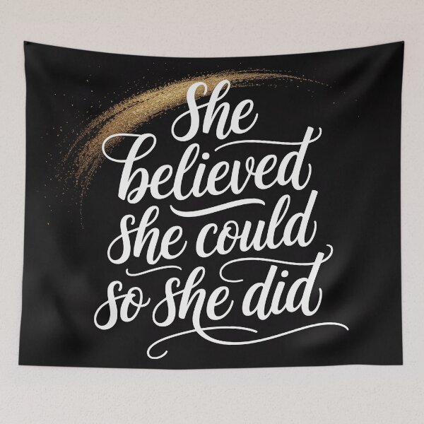 Item preview, She Believed She Could — Feminine Calligraphy Quote designed and sold by Glitchart66.