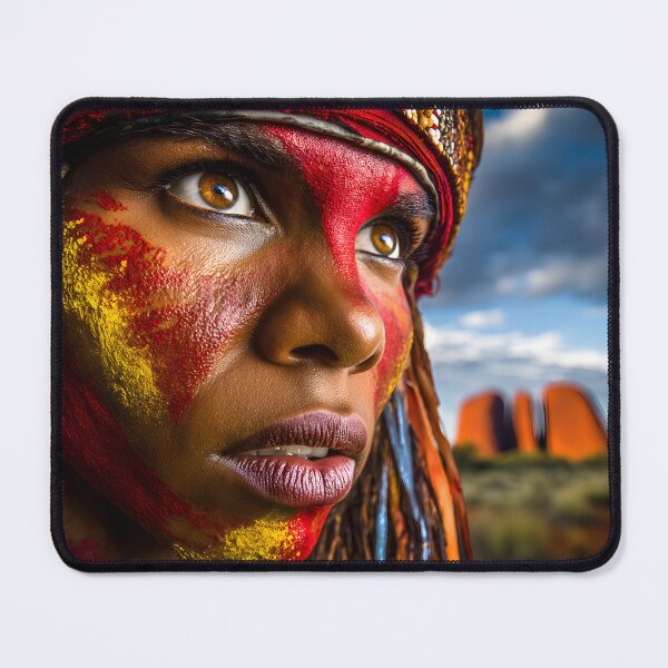 Item preview, Indigenous Warrior with Vivid Face Paint at Dusk designed and sold by Artessie.