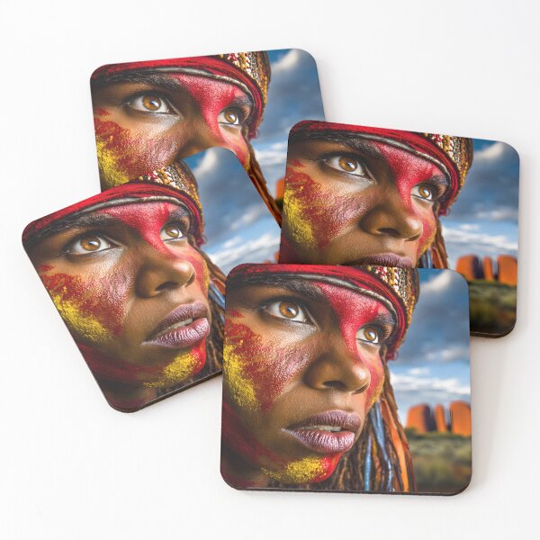 Item preview, Indigenous Warrior with Vivid Face Paint at Dusk designed and sold by Artessie.