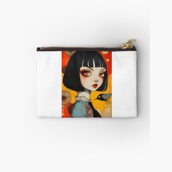 Item preview,  Vintage Big Eyes Doll Portrait With Blue Dress And Bird designed and sold by SiralyInk.