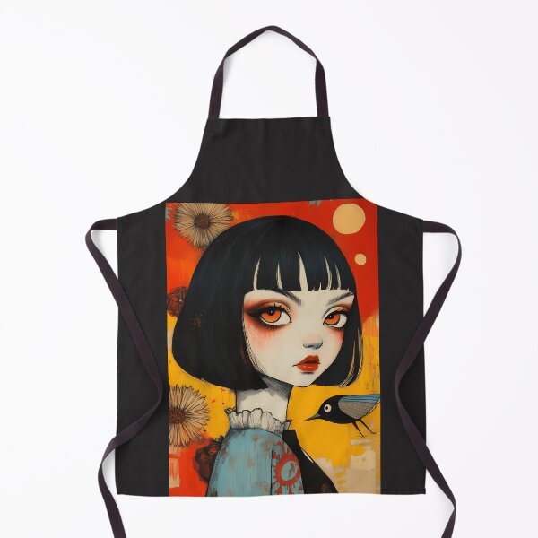 Item preview,  Vintage Big Eyes Doll Portrait With Blue Dress And Bird designed and sold by SiralyInk.