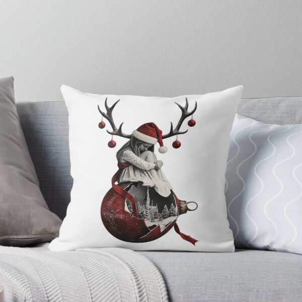 Item preview, Surreal Christmas Girl Reindeer Antlers Broken Bauble Winter Art designed and sold by zzz888.