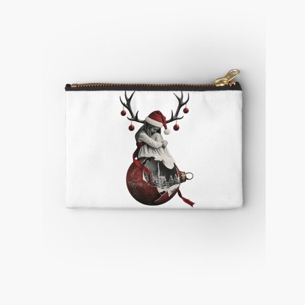 Item preview, Surreal Christmas Girl Reindeer Antlers Broken Bauble Winter Art designed and sold by zzz888.