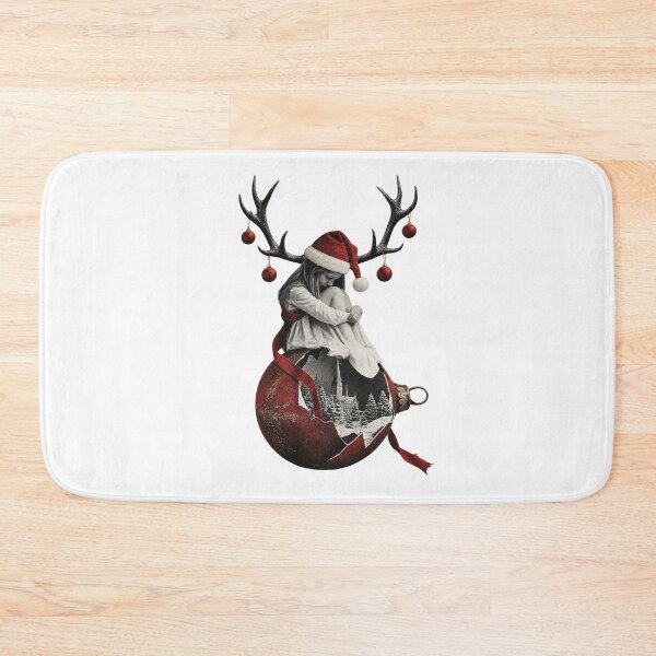 Item preview, Surreal Christmas Girl Reindeer Antlers Broken Bauble Winter Art designed and sold by zzz888.