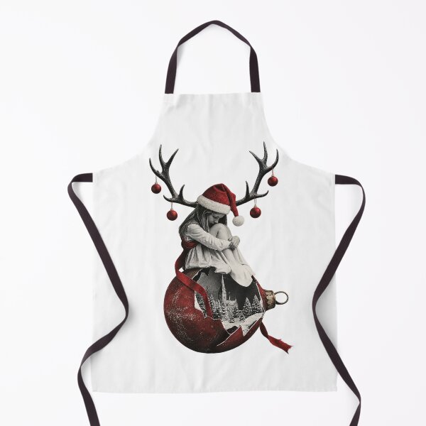 Item preview, Surreal Christmas Girl Reindeer Antlers Broken Bauble Winter Art designed and sold by zzz888.