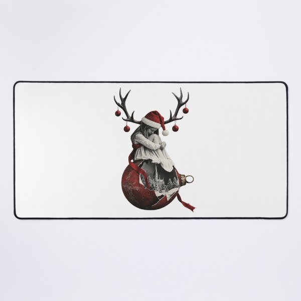 Item preview, Surreal Christmas Girl Reindeer Antlers Broken Bauble Winter Art designed and sold by zzz888.