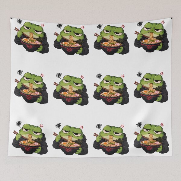 Item preview, Grumpy Frog Eating Ramen designed and sold by CutieGalore.