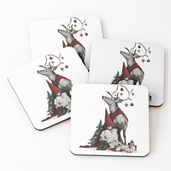 Item preview, Surreal Christmas Stag and Pointed Hat Girl Dark Fairytale Collage designed and sold by zzz888.