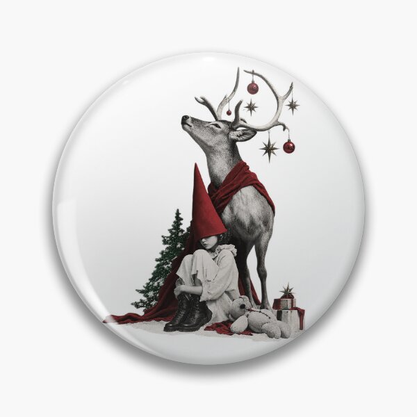 Item preview, Surreal Christmas Stag and Pointed Hat Girl Dark Fairytale Collage designed and sold by zzz888.