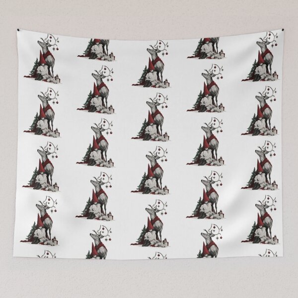 Item preview, Surreal Christmas Stag and Pointed Hat Girl Dark Fairytale Collage designed and sold by zzz888.
