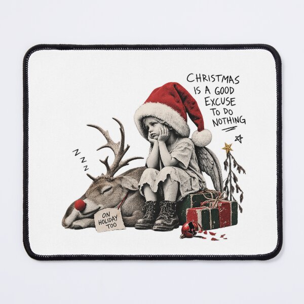 Item preview, Christmas Is A Good Excuse To Do Nothing Sleeping Reindeer Angel Art designed and sold by zzz888.