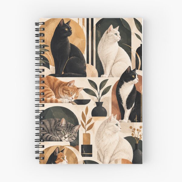 Item preview, Elegant Scandinavian Cats Pattern | Nordic Floral Cat Design designed and sold by Aramdesing.
