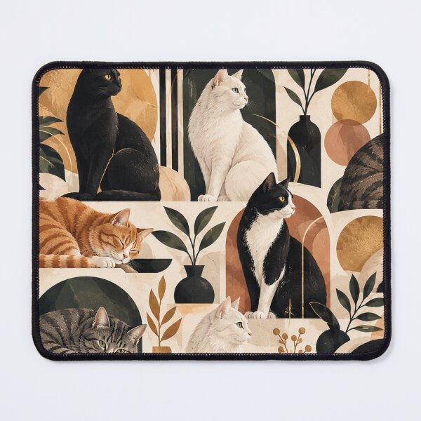 Item preview, Elegant Scandinavian Cats Pattern | Nordic Floral Cat Design designed and sold by Aramdesing.