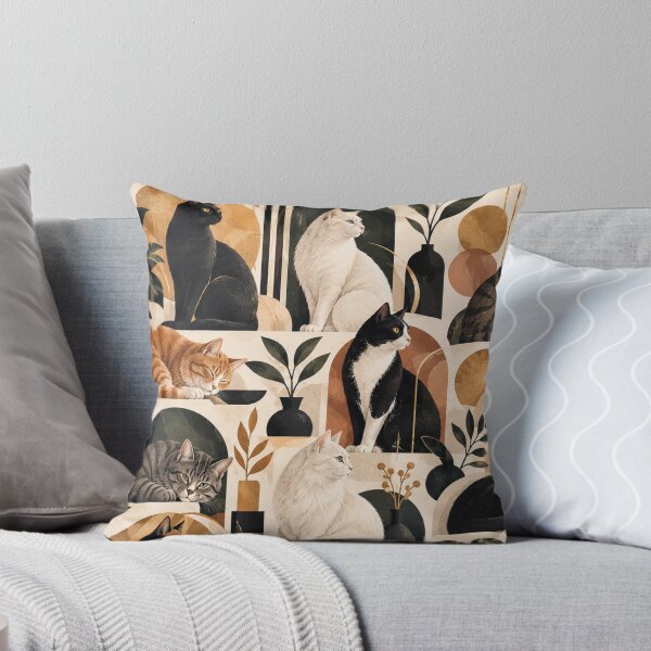 Item preview, Elegant Scandinavian Cats Pattern | Nordic Floral Cat Design designed and sold by Aramdesing.