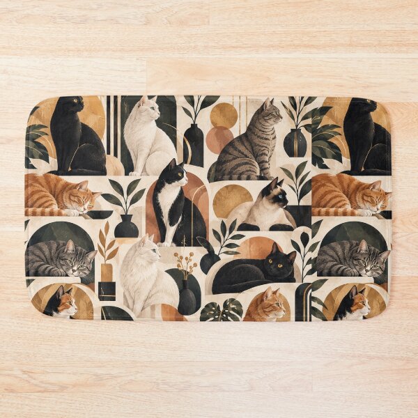 Item preview, Elegant Scandinavian Cats Pattern | Nordic Floral Cat Design designed and sold by Aramdesing.