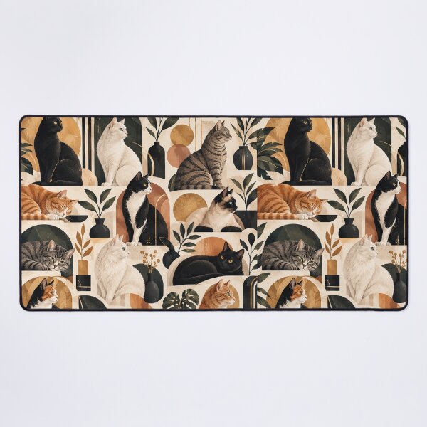 Item preview, Elegant Scandinavian Cats Pattern | Nordic Floral Cat Design designed and sold by Aramdesing.
