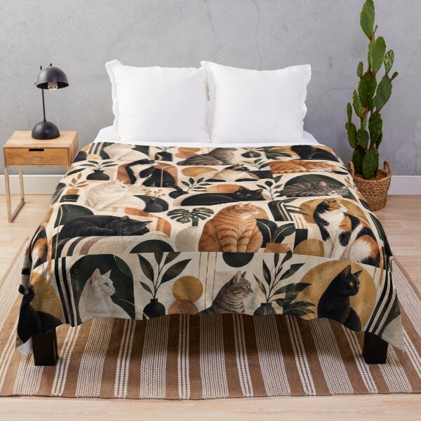 Item preview, Elegant Scandinavian Cats Pattern | Nordic Floral Cat Design designed and sold by Aramdesing.