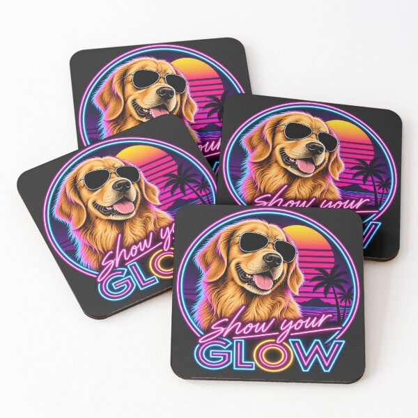 Item preview, Show Your Glow | Retro 80s Golden Retriever Neon Sunset designed and sold by FireWildChild.