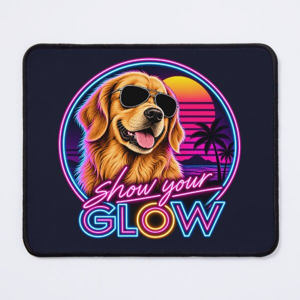 Item preview, Show Your Glow | Retro 80s Golden Retriever Neon Sunset designed and sold by FireWildChild.