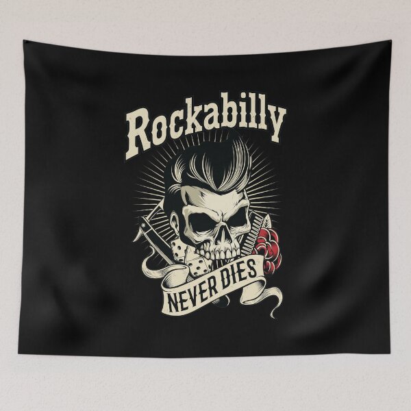 Item preview, Rockabilly Never Dies Pompadour Skull  designed and sold by TERECKETT.