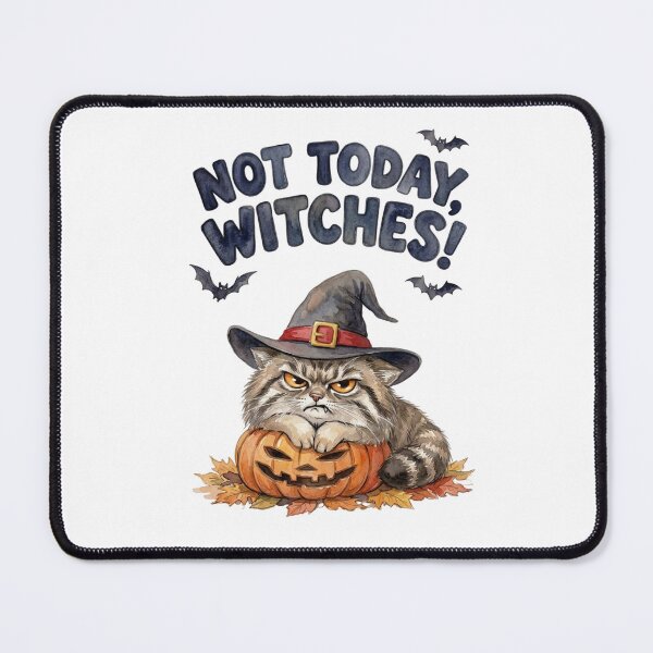 Item preview, Not Today Witches Grumpy Pallas Cat Witch Hat Halloween Watercolor designed and sold by PawtopiaArt.