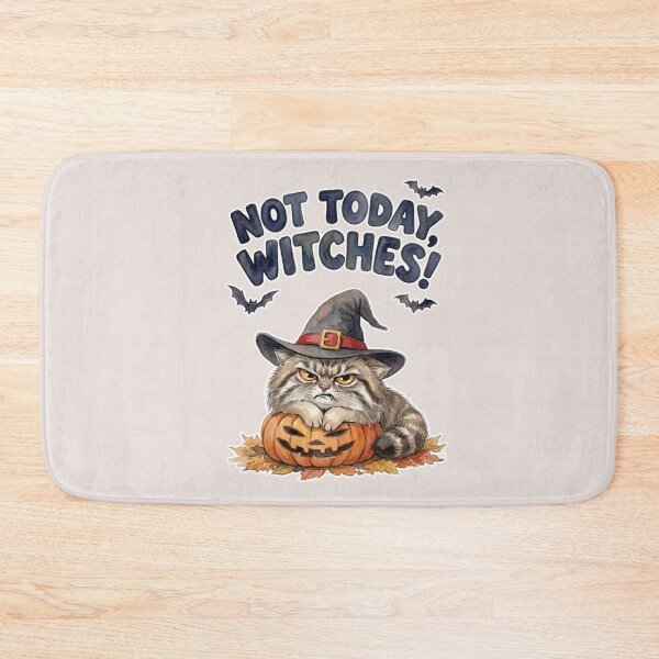 Item preview, Not Today Witches Grumpy Pallas Cat Witch Hat Halloween Watercolor designed and sold by PawtopiaArt.