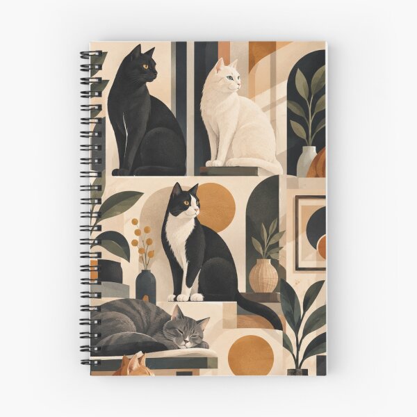 Item preview, Elegant Scandinavian Cats Pattern | Nordic Floral Cat Design designed and sold by Aramdesing.