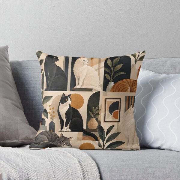 Item preview, Elegant Scandinavian Cats Pattern | Nordic Floral Cat Design designed and sold by Aramdesing.