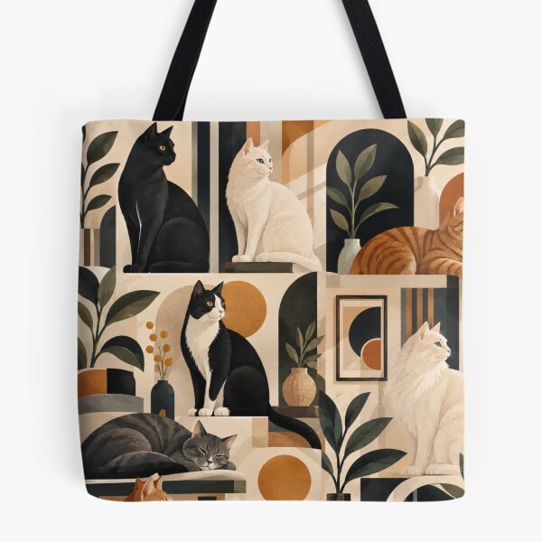 Item preview, Elegant Scandinavian Cats Pattern | Nordic Floral Cat Design designed and sold by Aramdesing.