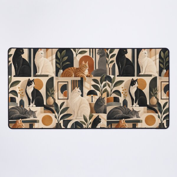 Item preview, Elegant Scandinavian Cats Pattern | Nordic Floral Cat Design designed and sold by Aramdesing.