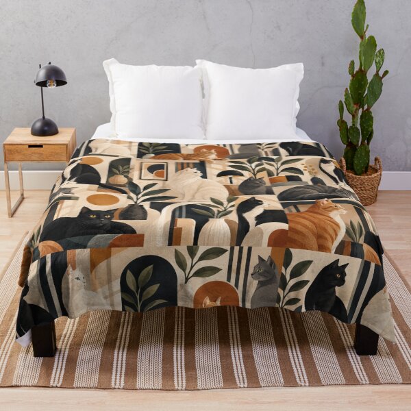 Item preview, Elegant Scandinavian Cats Pattern | Nordic Floral Cat Design designed and sold by Aramdesing.