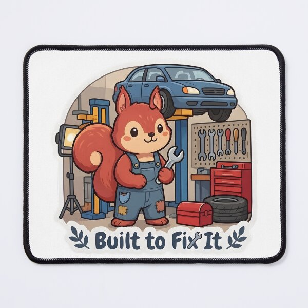 Item preview, Cute Squirrel Mechanic – Built to Fix It Funny Mechanic Gift designed and sold by Isliath.