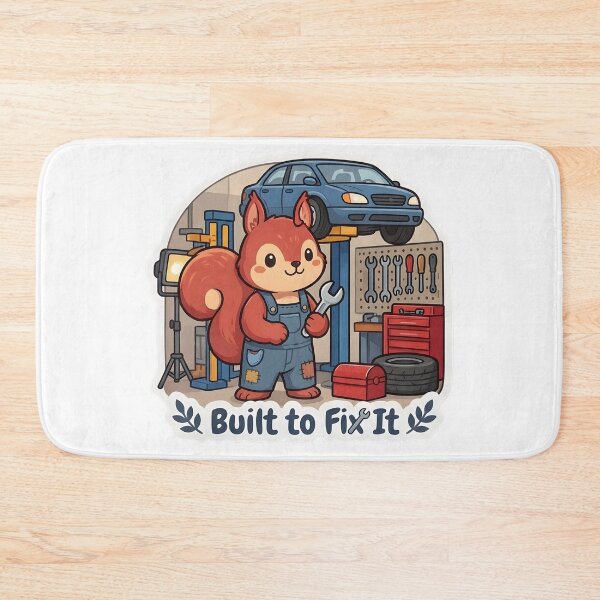 Item preview, Cute Squirrel Mechanic – Built to Fix It Funny Mechanic Gift designed and sold by Isliath.
