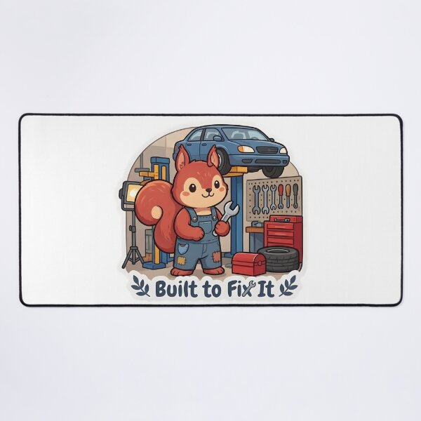 Item preview, Cute Squirrel Mechanic – Built to Fix It Funny Mechanic Gift designed and sold by Isliath.