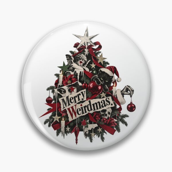 Item preview, Merry Weirdmas Surreal Christmas Tree Black Cat Vintage Collage designed and sold by zzz888.