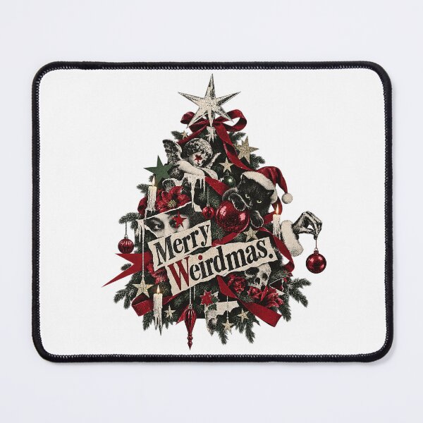 Item preview, Merry Weirdmas Surreal Christmas Tree Black Cat Vintage Collage designed and sold by zzz888.