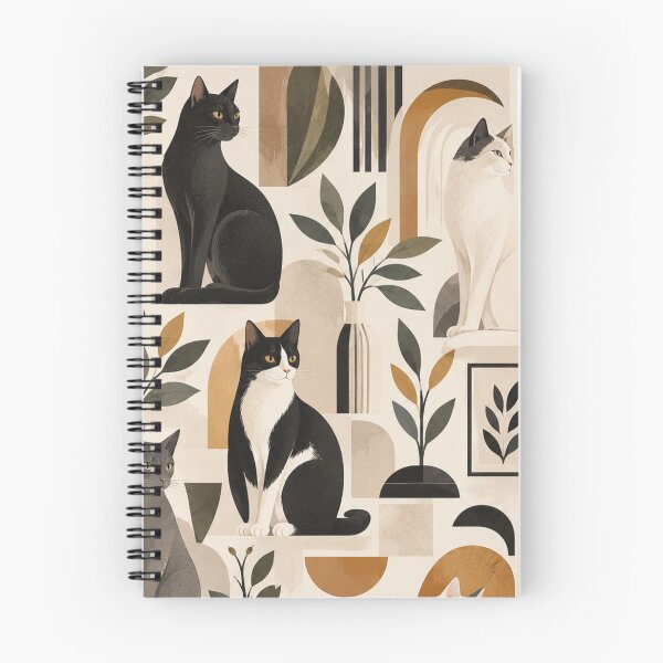 Item preview, Elegant Scandinavian Cats Pattern | Nordic Floral Cat Design designed and sold by Aramdesing.