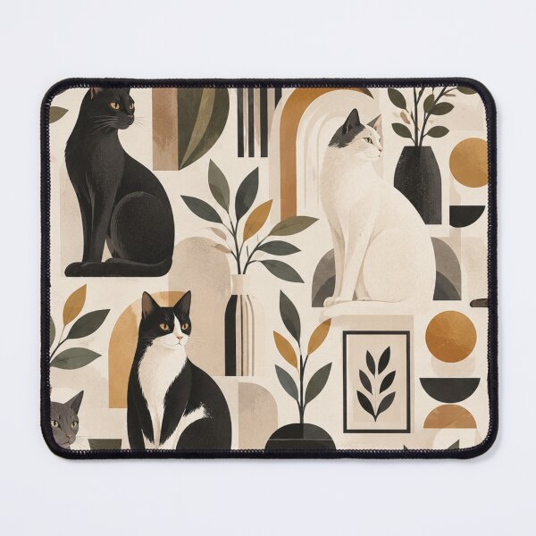 Item preview, Elegant Scandinavian Cats Pattern | Nordic Floral Cat Design designed and sold by Aramdesing.