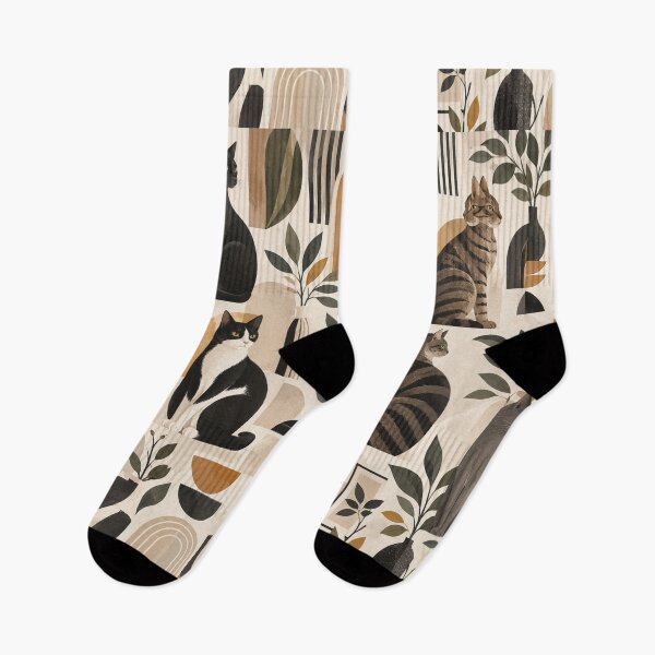 Item preview, Elegant Scandinavian Cats Pattern | Nordic Floral Cat Design designed and sold by Aramdesing.