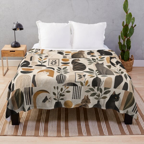 Item preview, Elegant Scandinavian Cats Pattern | Nordic Floral Cat Design designed and sold by Aramdesing.