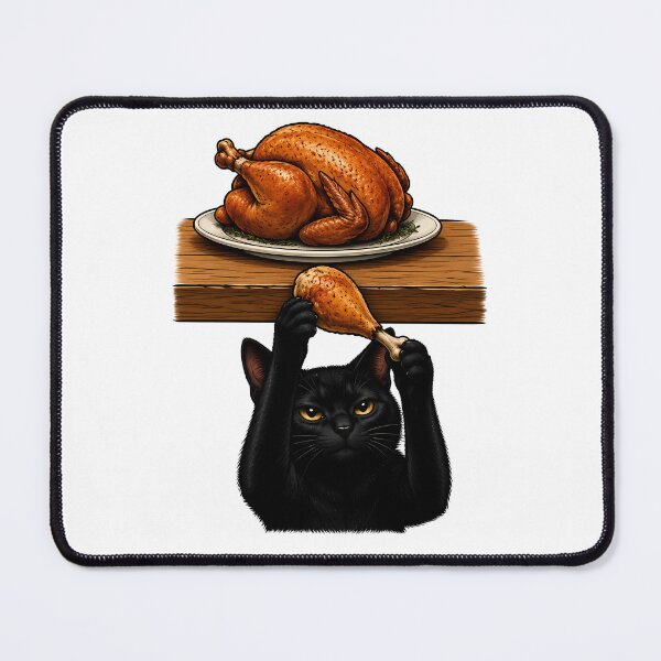 Item preview, Black Cat Roasted Chicken Thief Art designed and sold by Old's Cool Cat Studio.