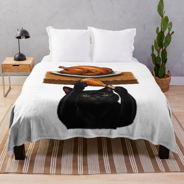Item preview, Black Cat Roasted Chicken Thief Art designed and sold by Old's Cool Cat Studio.