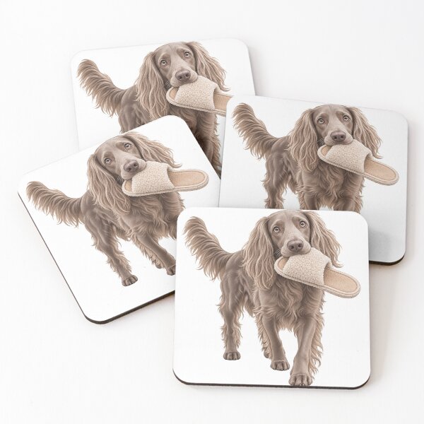 Item preview, Long Haired Weimaraner with Slipper designed and sold by HoldYourPoint.