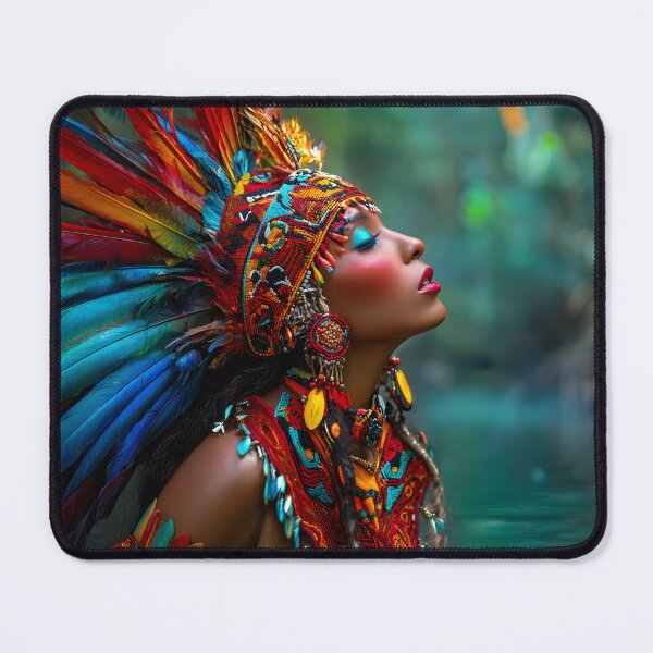 Item preview, Indigenous Warrior with Vivid Face Paint at Dusk designed and sold by Artessie.